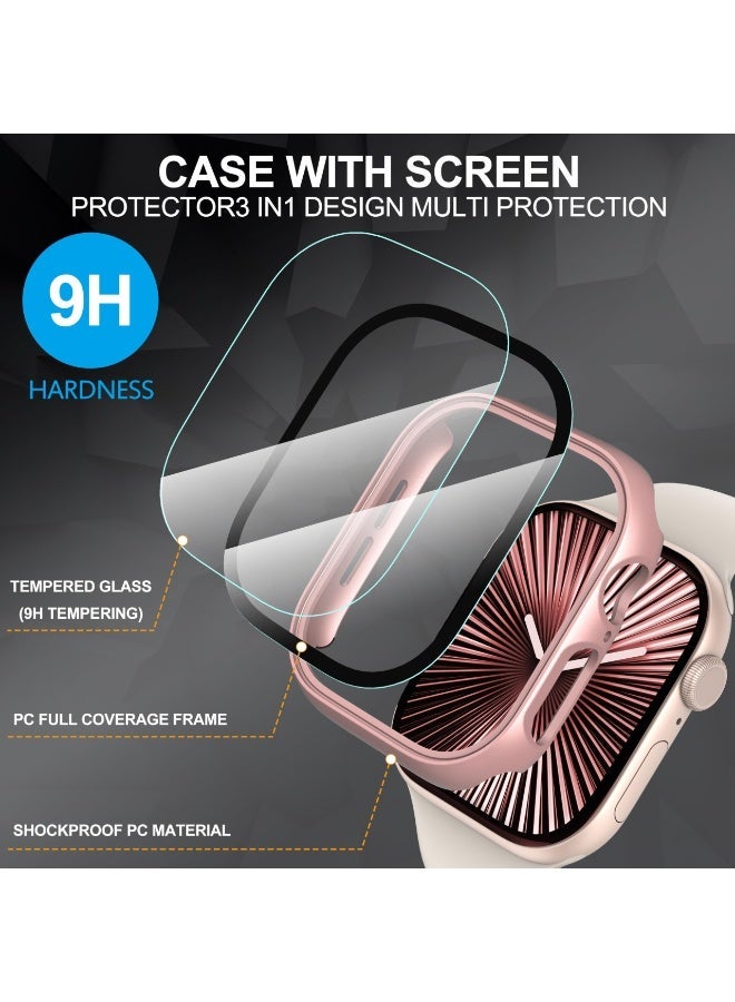 ChicVibe Tempered Glass Case Compatible for Apple Watch Series 11/Series 10 42mm, Hard PC Screen Protector Overall Protection Ultra-Thin Lightweight Scratch-Resistant Cover for iWatch, (42mm,Rose Gold) - Image 3